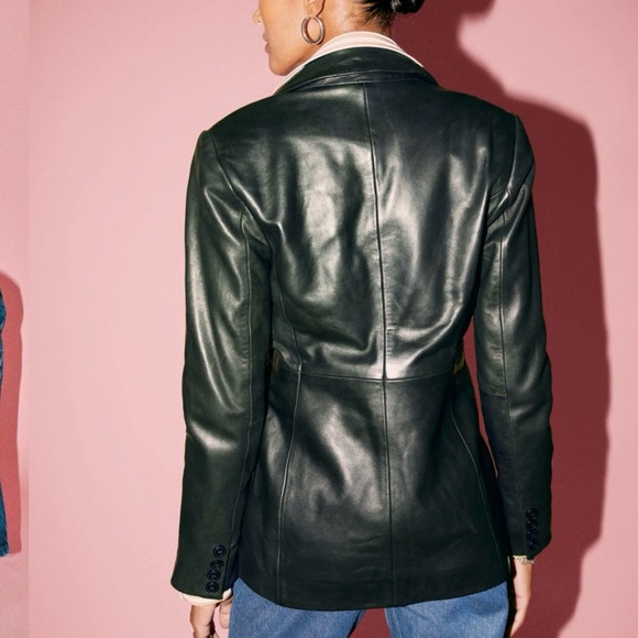 Reformation Veda Bowery Black Leather Jacket Blazer XS - Picture 3 of 8